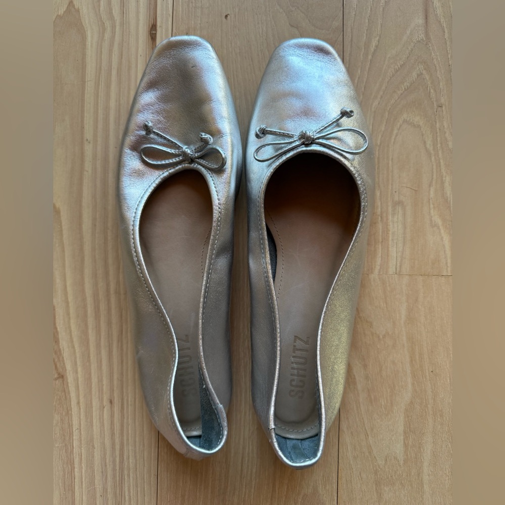SCHUTZ Metallic Silver Loafers